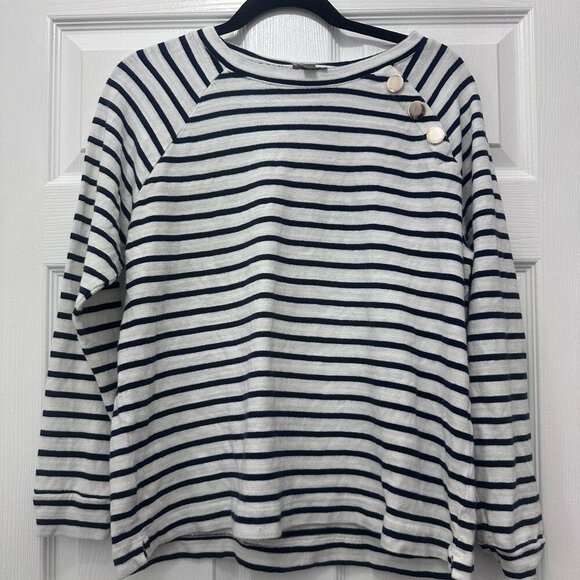 Loft Outlet Blue and White Striped Sweater Petite Large - Picture 1 of 5
